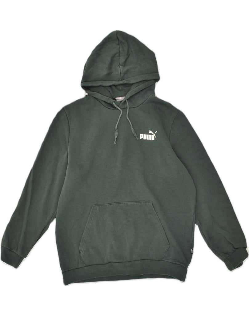 PUMA Mens Hoodie Jumper Medium Green Cotton | Vintage Puma | Thrift | Second-Hand Puma | Used Clothing | Messina Hembry 