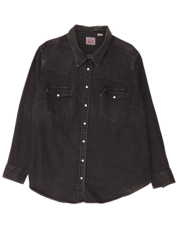 Levi's Womens Denim Shirt UK 20 2XL Black Cotton