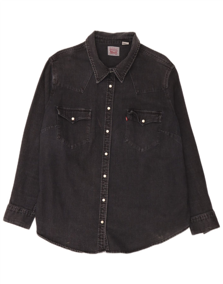Levi's Womens Denim Shirt UK 20 2XL Black Cotton