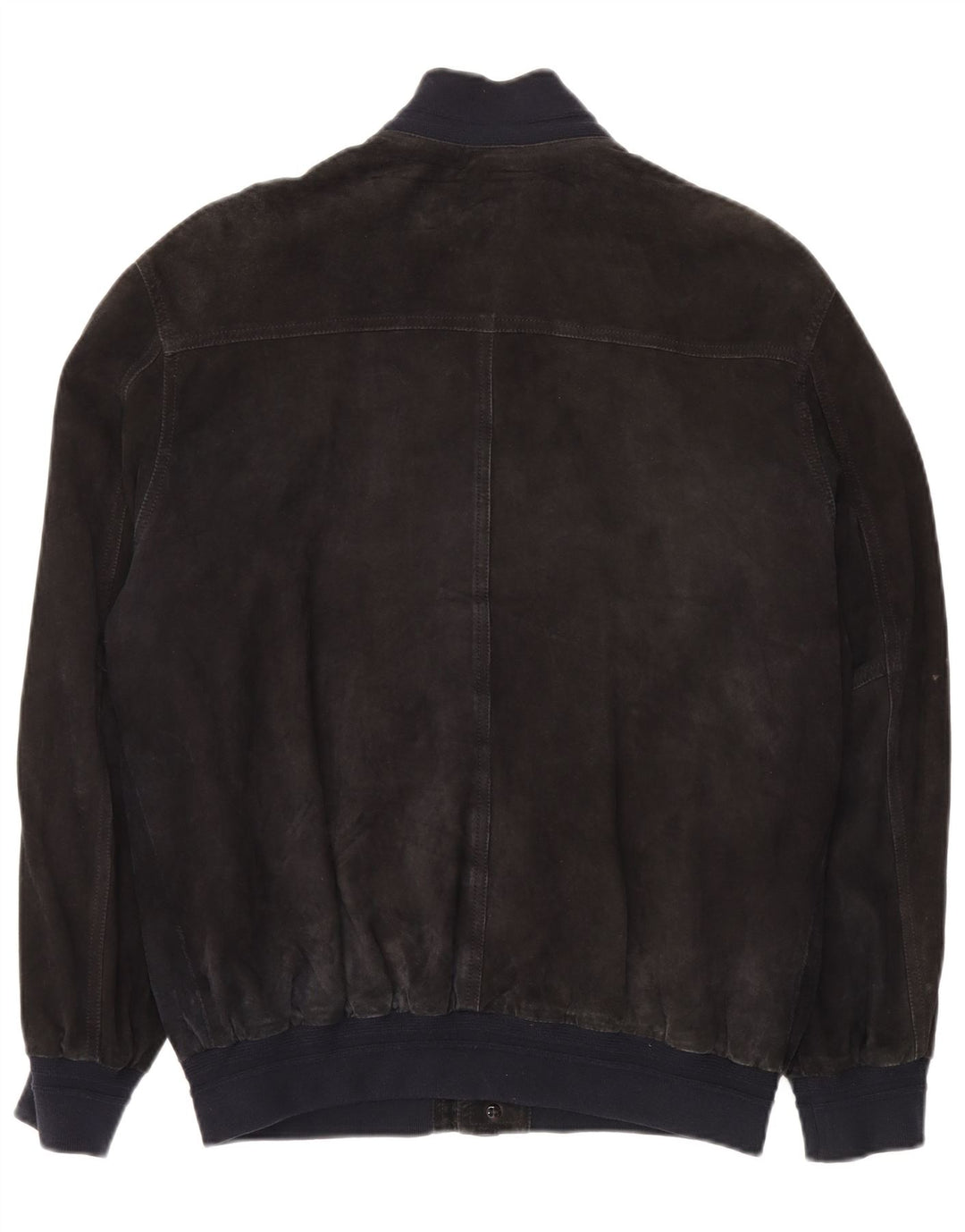 VINTAGE Mens Suede Bomber Jacket IT 52 XL Navy Blue Leather