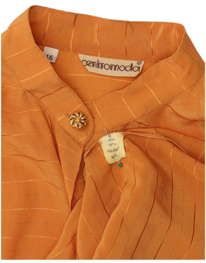 Vintage Womens Shirt Blouse IT 46 Large Orange Striped Polyester