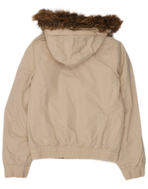 Puma Womens Hooded Bomber Jacket UK 6 XS Off White