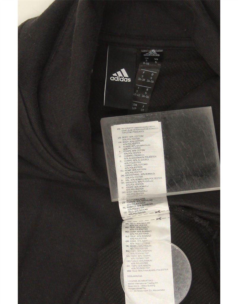 ADIDAS Womens Graphic Sweatshirt Jumper UK 8/10 Small Black Cotton Vintage Adidas and Second-Hand Adidas from Messina Hembry 