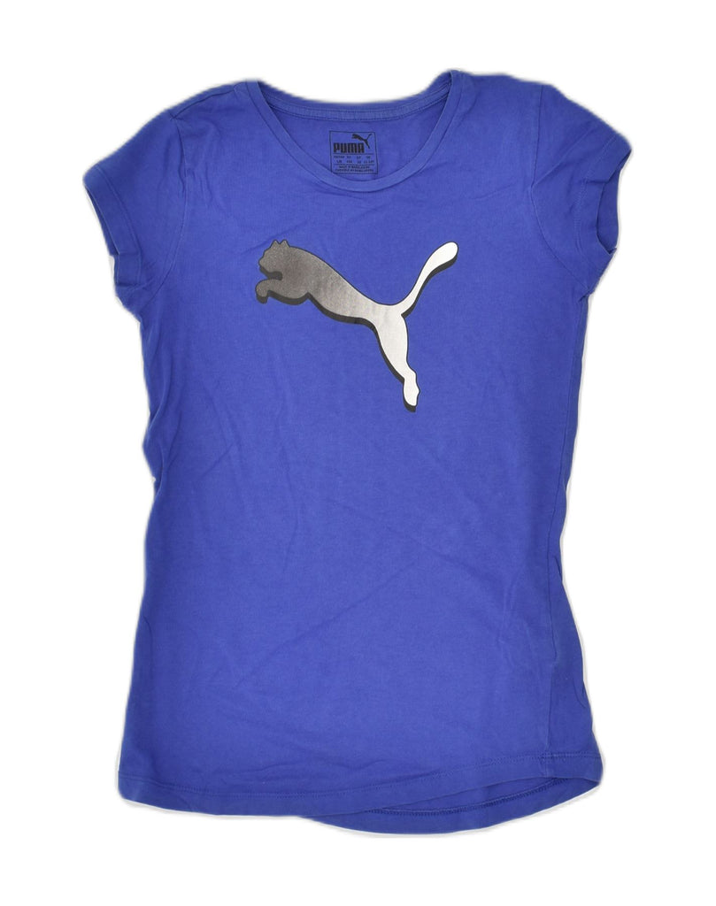 PUMA Girls Graphic T-Shirt Top 11-12 Years Blue Cotton | Vintage Puma | Thrift | Second-Hand Puma | Used Clothing | Messina Hembry 