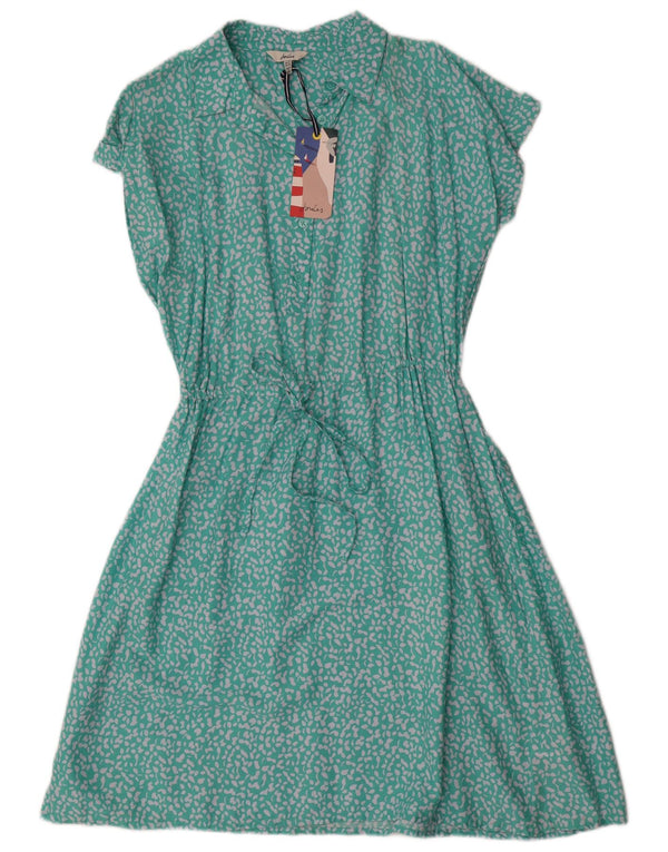 Joules Womens Oversized A-Line Dress UK 10 Small Turquoise Spotted Viscose