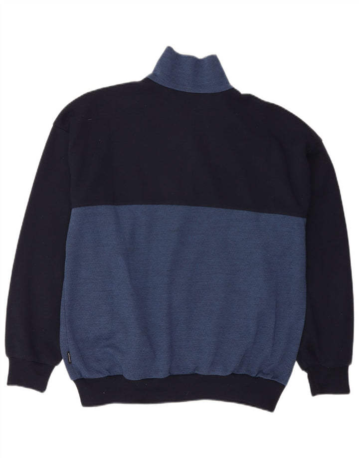 Schneider Mens Cardigan Sweater Medium Navy Blue Colourblock Polyacrylic