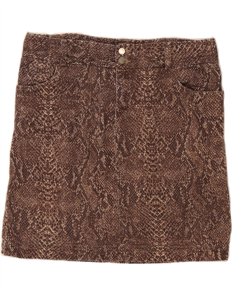 CHAPS Womens Mini Skirt US 14 XL W36 Brown Animal Print Cotton Vintage Chaps and Second-Hand Chaps from Messina Hembry 