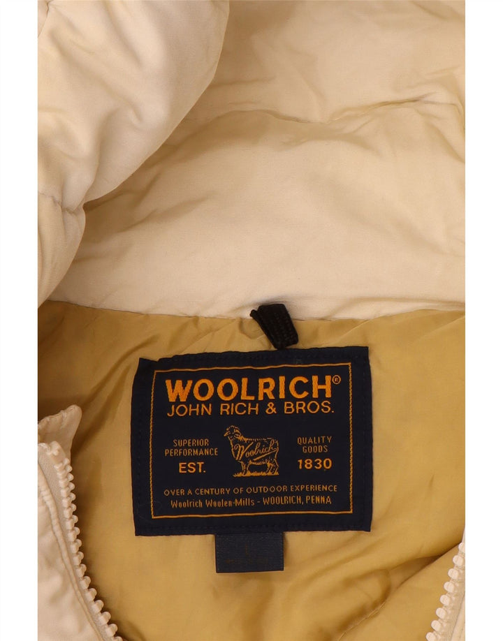 Woolrich Mens Hooded Padded Jacket UK 40 Large Off White Cotton