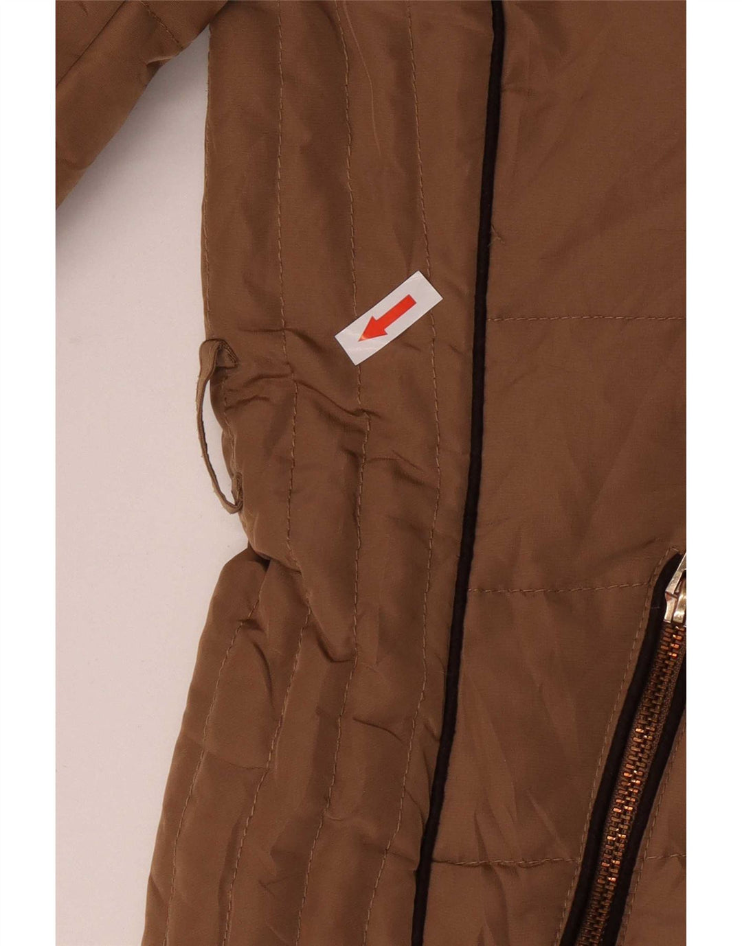 Zara Womens Hooded Padded Jacket UK 14 Medium Beige Polyester