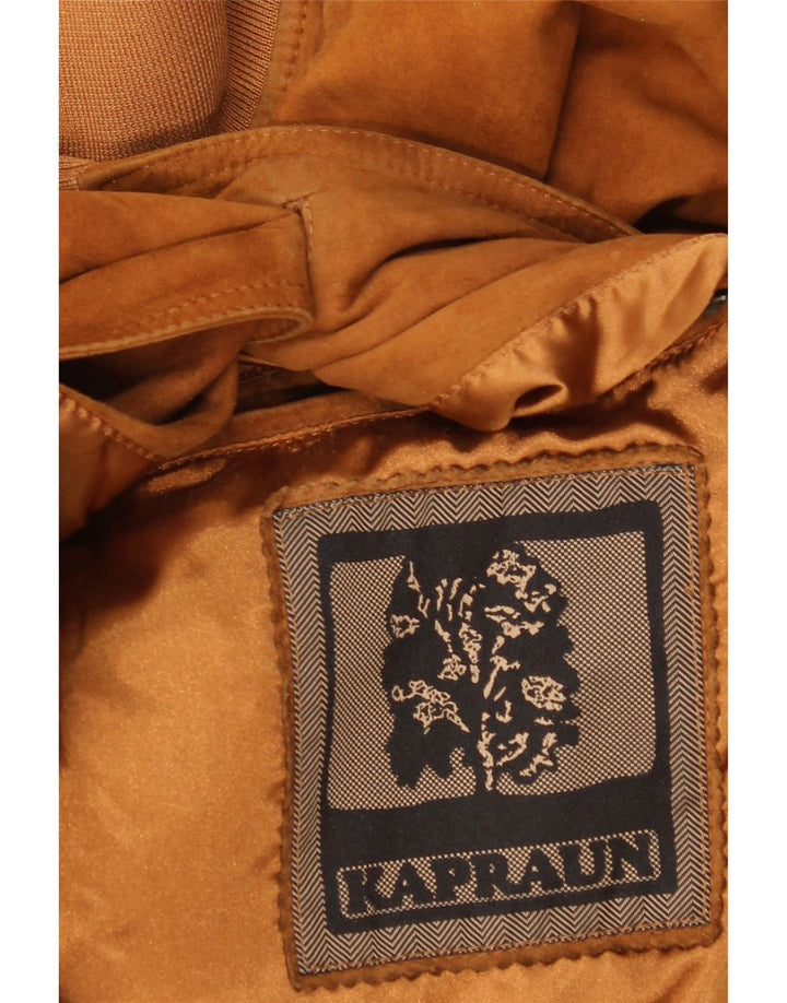 Kapraun Mens Suede Bomber Jacket UK 42 XL Brown