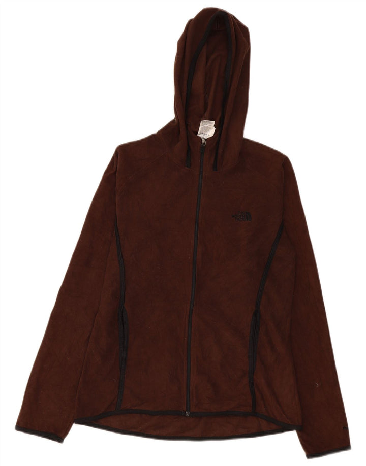 The North Face Womens Hooded Fleece Jacket UK 12 Medium Brown Polyester