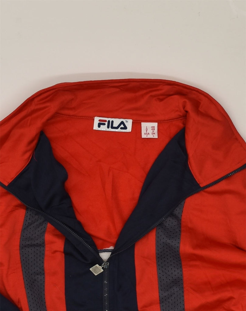 FILA Mens Graphic Tracksuit Top Jacket Medium Red Colourblock Polyester | Vintage Fila | Thrift | Second-Hand Fila | Used Clothing | Messina Hembry 