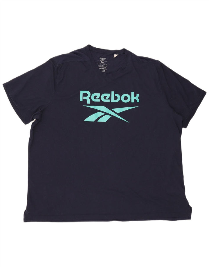 Reebok Mens Graphic T-Shirt Top 3XL Navy Blue Polyester