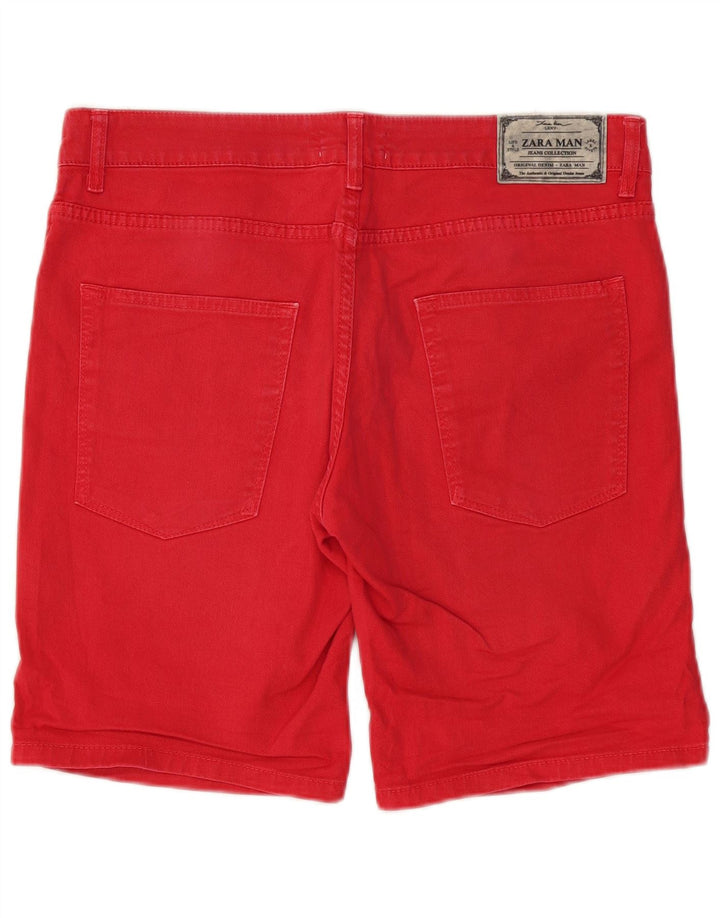 ZARA Mens Denim Shorts EU 44 Large W34  Red