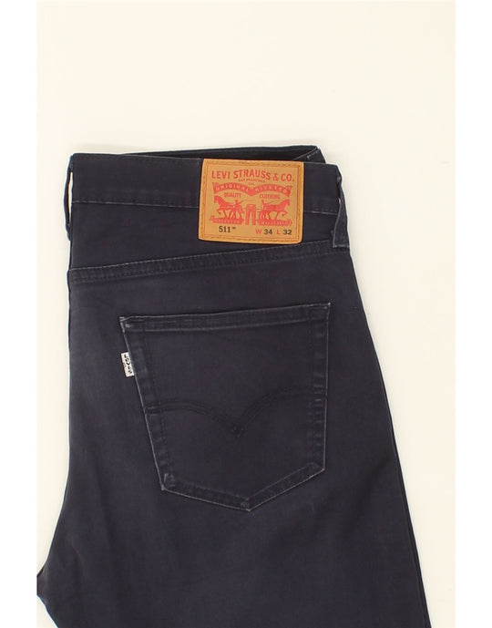 LEVI S Mens 511 Slim Jeans W34 L32 Navy Blue Vintage Second Hand Clothing Online Messina Hembry