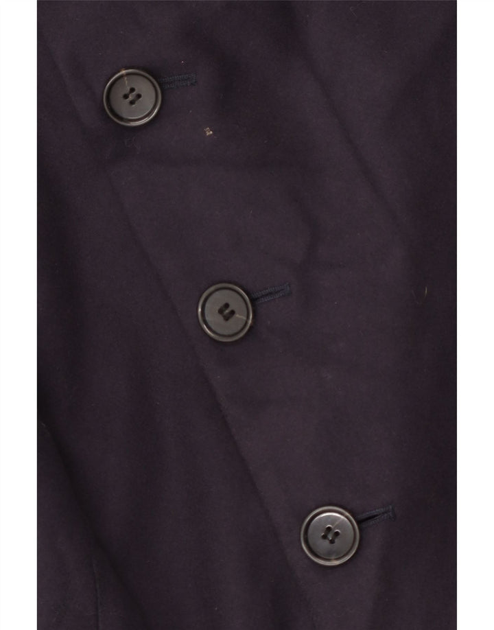 French Connection Mens Trench Coat UK 38 Medium Navy Blue Virgin Wool