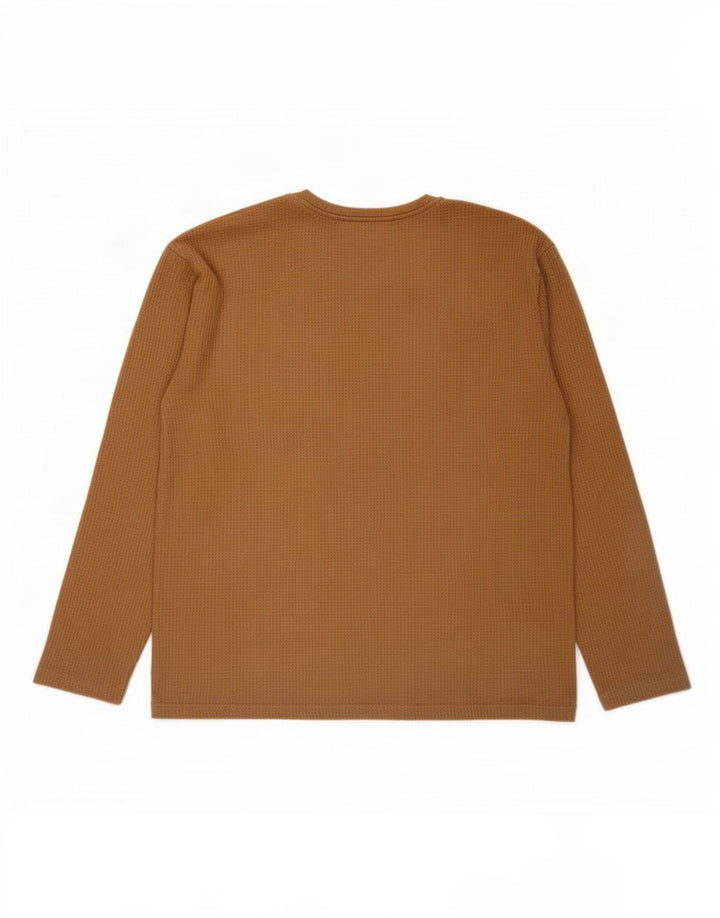 Zara Mens Top Long Sleeve Large Beige Colourblock