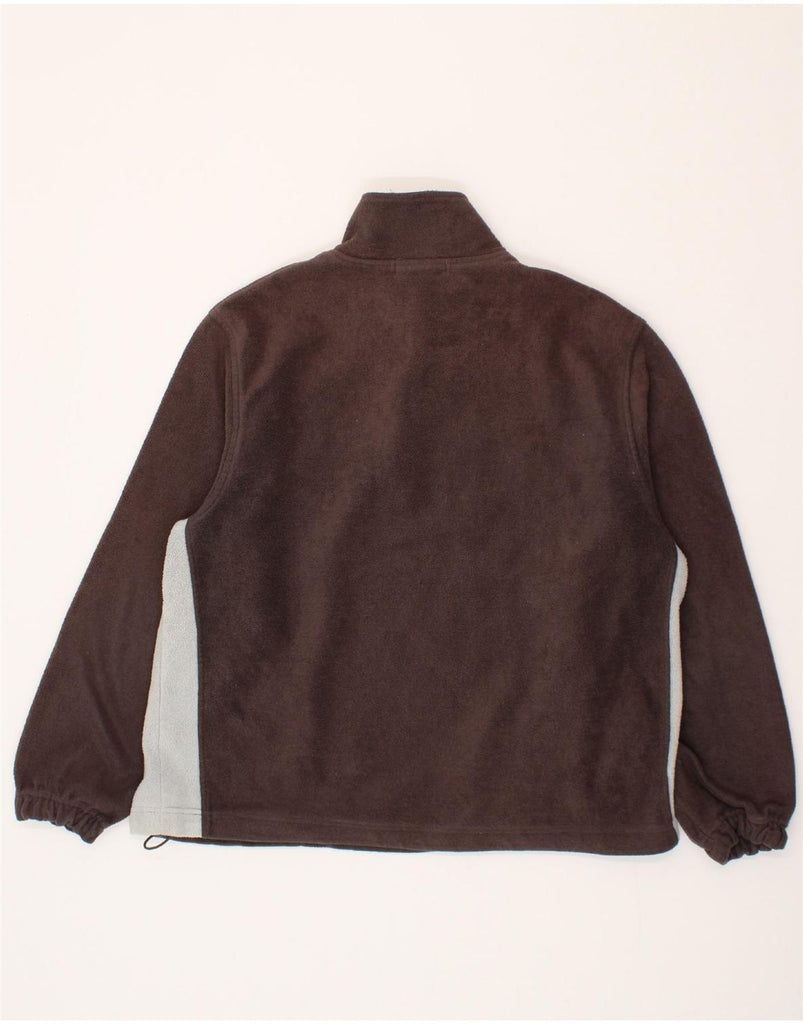 FILA Womens Oversized Zip Neck Fleece Jumper UK 16 Large Brown Colourblock Vintage Fila and Second-Hand Fila from Messina Hembry 