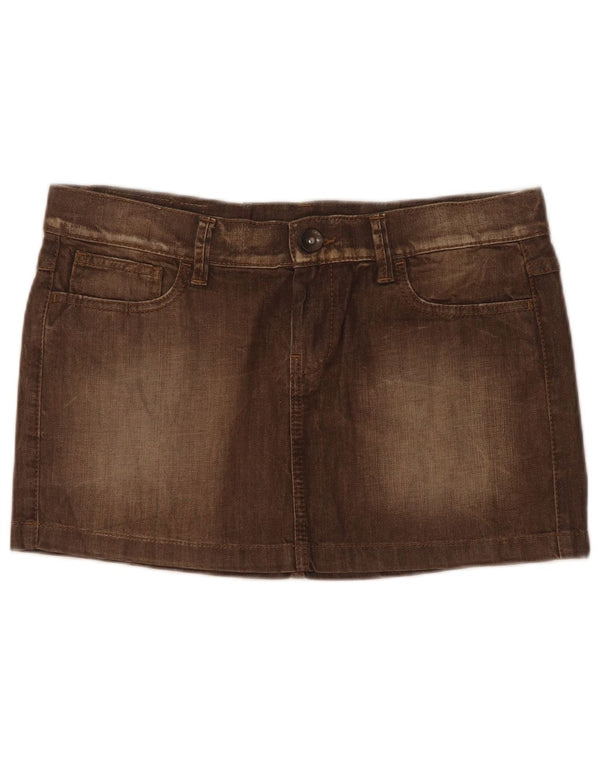 Benetton Womens Low Waist Mini Denim Skirt W31 Medium Brown