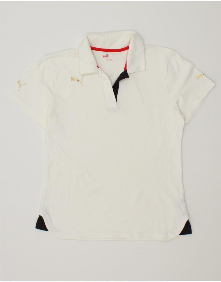 PUMA Womens Polo Shirt UK 14 Medium White Polyester Vintage Puma and Second-Hand Puma from Messina Hembry 