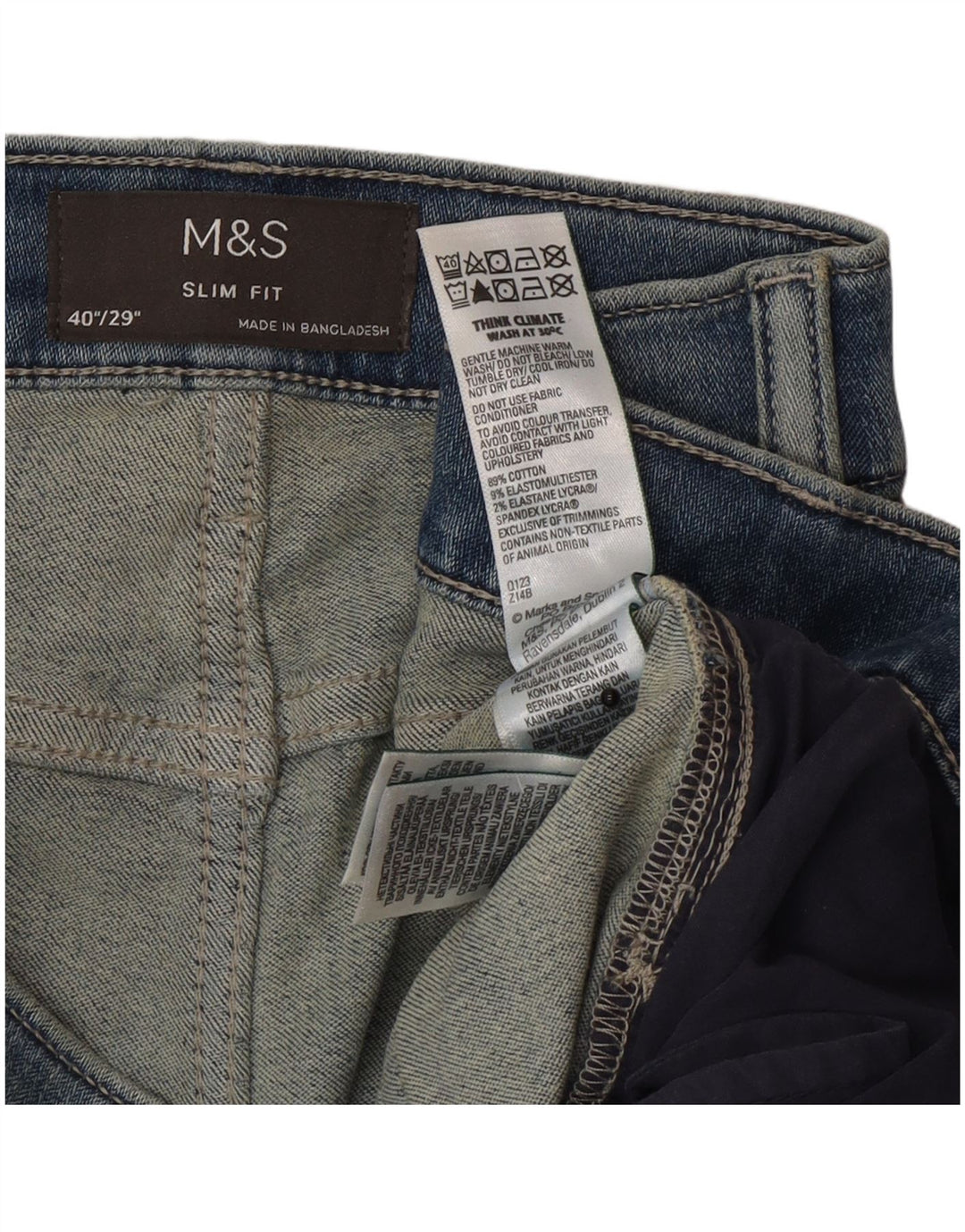 Marks & Spencer Mens Slim Jeans W40 L29 Blue Cotton