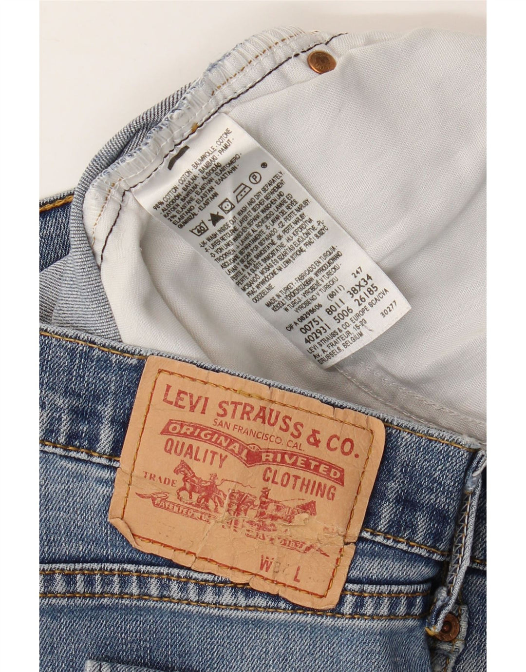 LEVI'S Mens Straight Jeans W38 L27 Blue Cotton