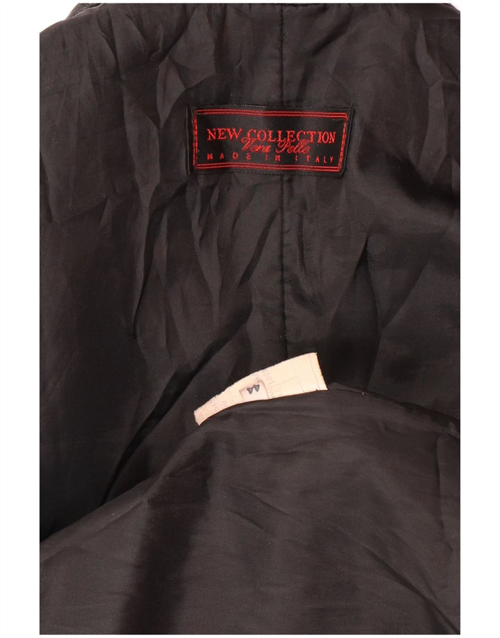 NEW COLLECTION Womens Leather Coat IT 44 Medium Black Leather