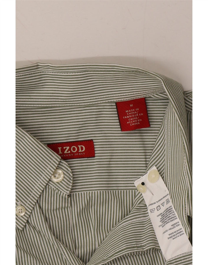 IZOD Mens Shirt Medium Green Pinstripe Cotton Vintage Izod and Second-Hand Izod from Messina Hembry 