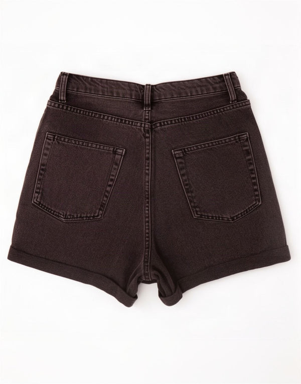 Topshop Womens Mom Denim Shorts UK 10 Small W28 Black Cotton