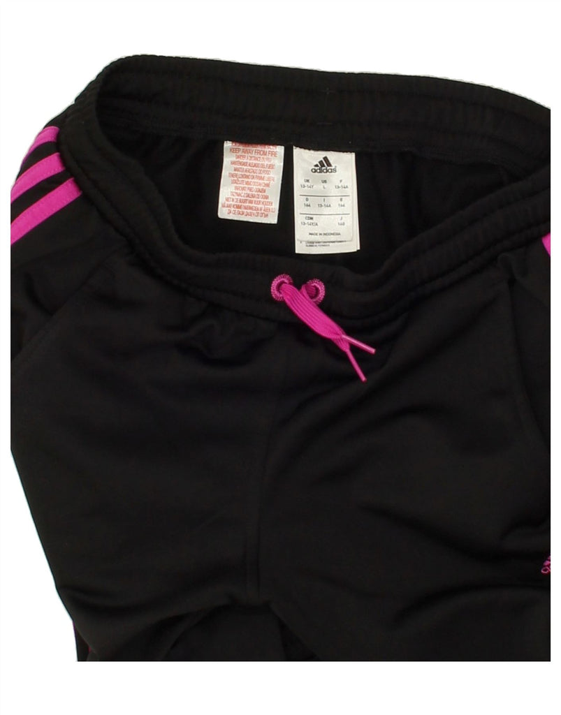 ADIDAS Girls Tracksuit Trousers Joggers 13-14 Years Black Polyester | Vintage Adidas | Thrift | Second-Hand Adidas | Used Clothing | Messina Hembry 