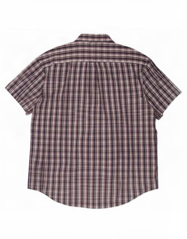 Nautica Mens Short Sleeve Shirt XL Navy Blue Check Cotton 80s