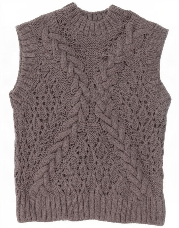 Zara Womens Vest Tank Top UK 10 Small Grey Acrylic