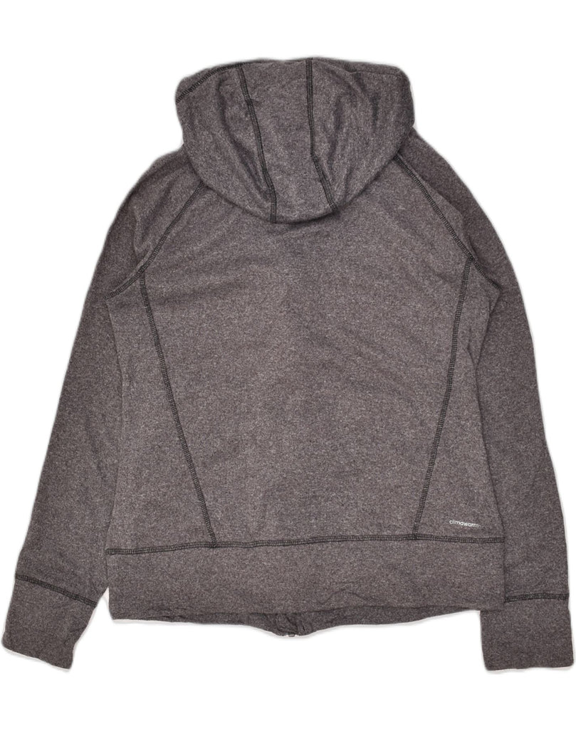 ADIDAS Womens Climawarm Zip Hoodie Sweater UK 14 Medium Grey Polyester | Vintage Adidas | Thrift | Second-Hand Adidas | Used Clothing | Messina Hembry 