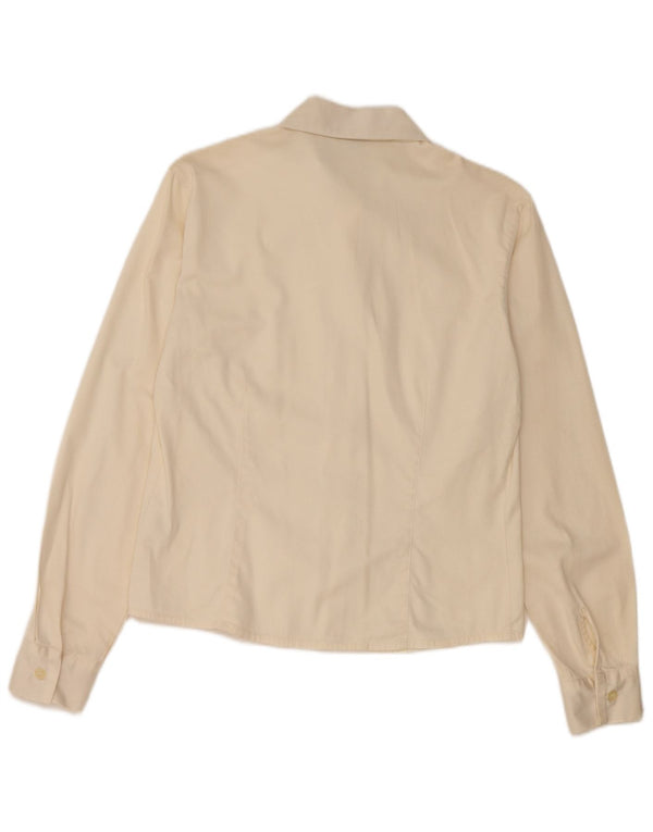 Trussardi Womens Shirt UK 10 Small Beige Cotton
