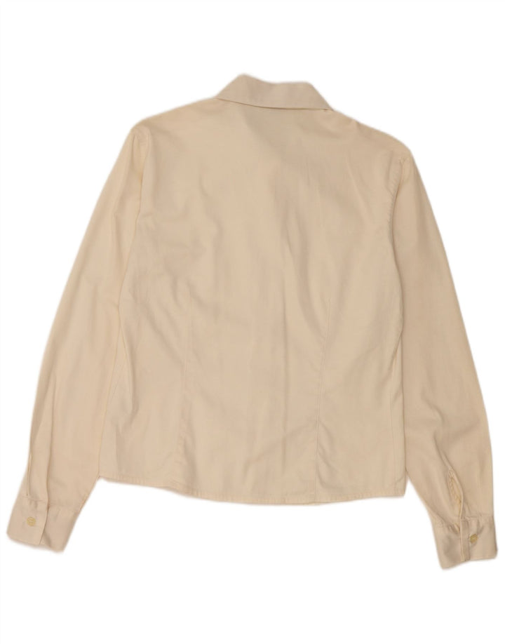 Trussardi Womens Shirt UK 10 Small Beige Cotton