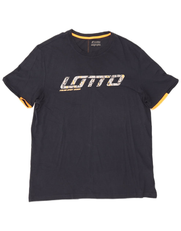 Lotto Mens Graphic T-Shirt Top XL Navy Blue Cotton