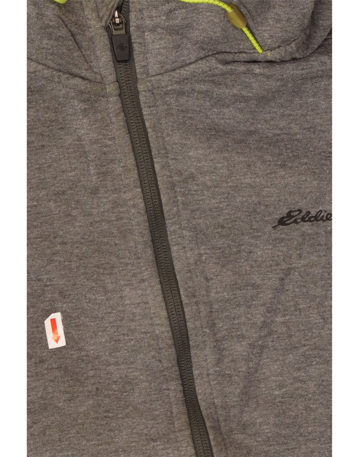EDDIE BAUER Mens Zip Hoodie Sweater Large Grey Polyester