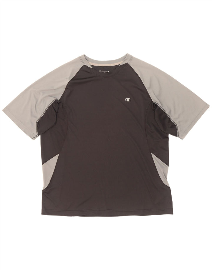 Champion Mens T-Shirt Top XL Black Colourblock Polyester