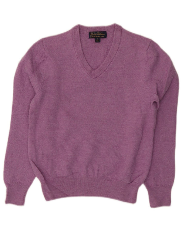 Brooks Brothers Girls V-Neck Jumper Sweater 9-10 Years Small Purple Wool