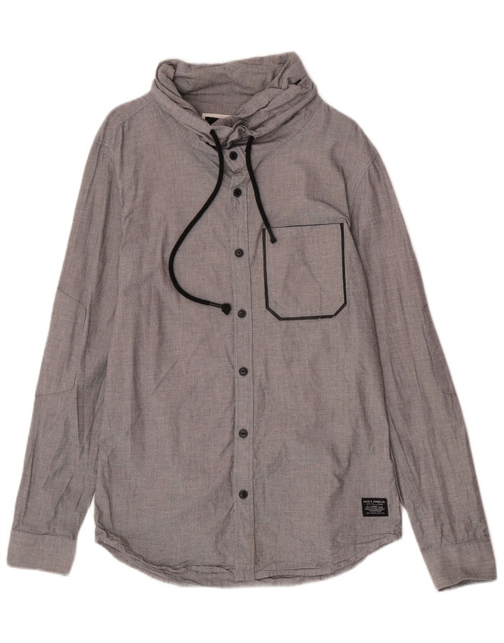 Jack & Jones Mens Roll Neck Shirt Small Grey Cotton