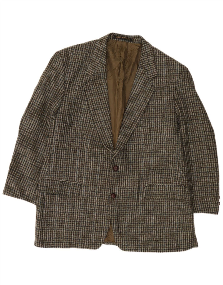 Marks & Spencer Mens St. Michael Blazer Jacket UK 44 XL Green Houndstooth