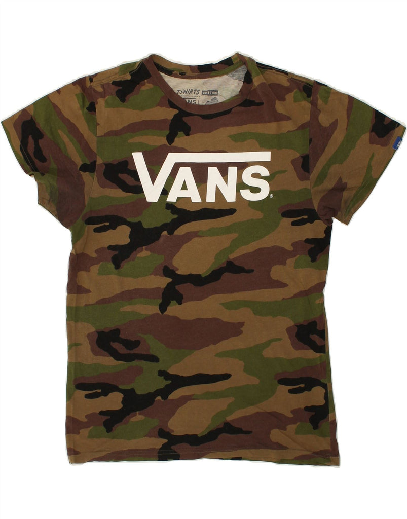 VANS Mens Custom Fit Graphic T-Shirt Top Small Brown Camouflage Cotton | Vintage Vans | Thrift | Second-Hand Vans | Used Clothing | Messina Hembry 