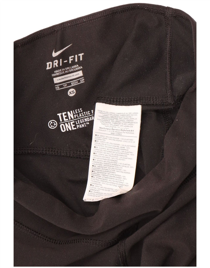 Nike Womens Dri Fit Capri Leggings UK 6 XS  Black Polyester