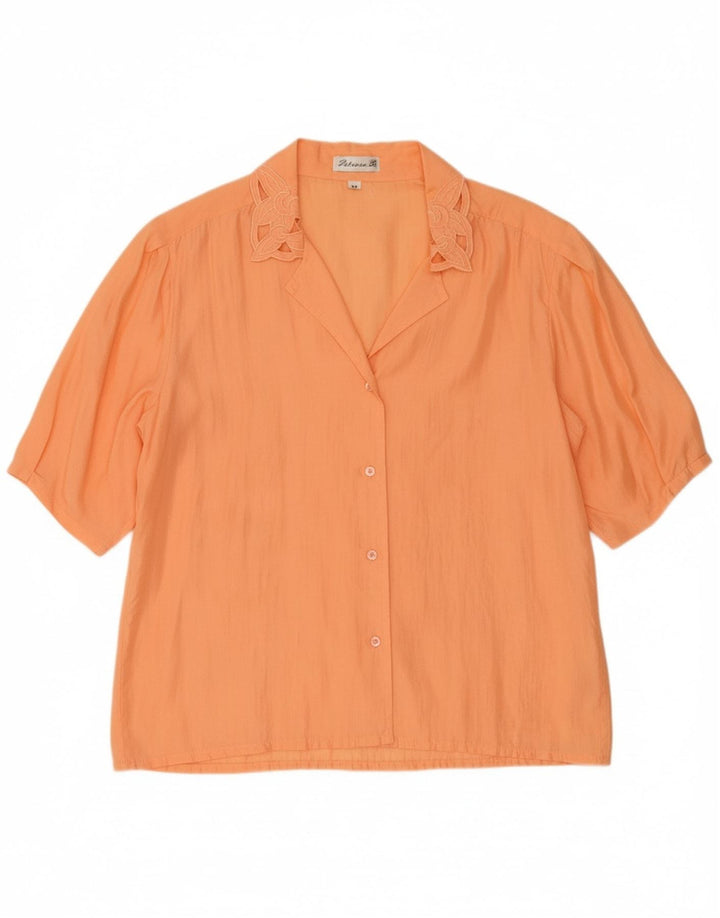 PATRICIA Womens Short Sleeve Shirt Blouse EU 40 Medium Orange Silk
