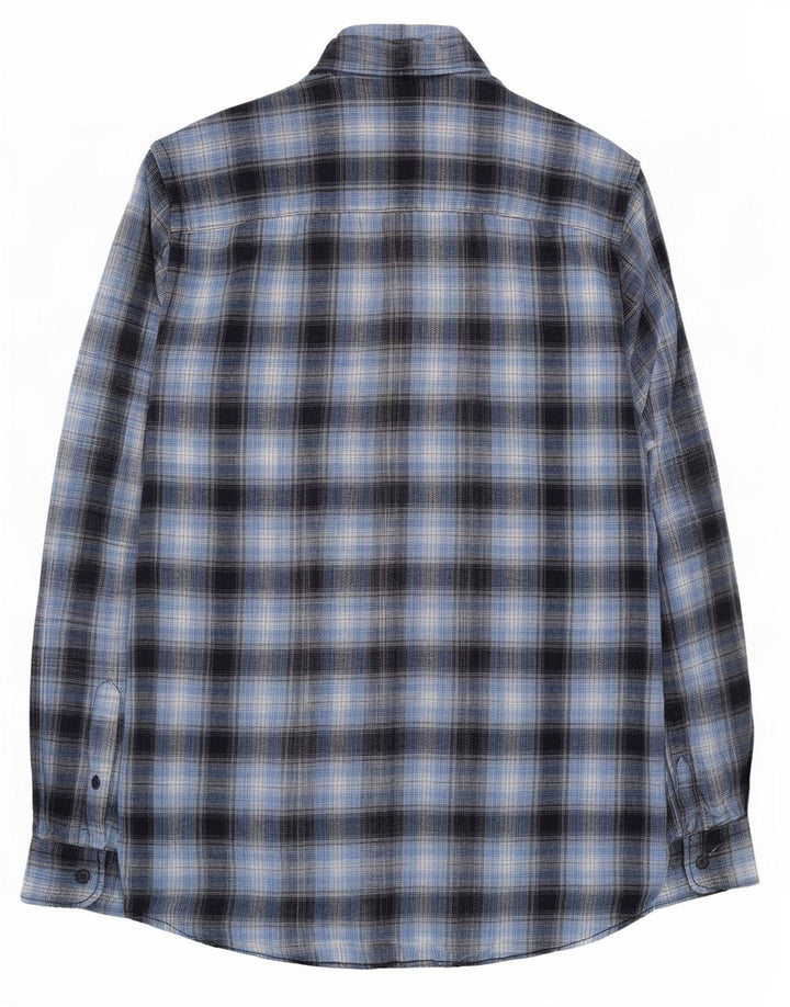 Camargue Mens Flannel Shirt Medium Blue Check Cotton