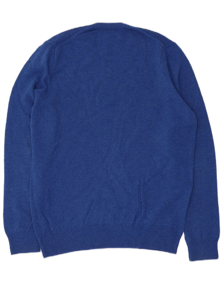 Marks & Spencer Mens V-Neck Jumper Sweater Medium Blue Wool