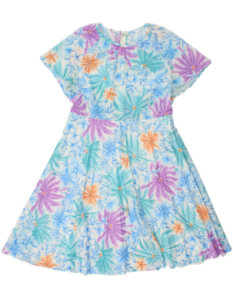 VINTAGE Womens A-Line Dress UK 12 Medium Blue Floral Vintage Vintage and Second-Hand Vintage from Messina Hembry 