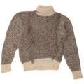 VINTAGE Womens Roll Neck Jumper Sweater UK 14 Medium Grey Colourblock