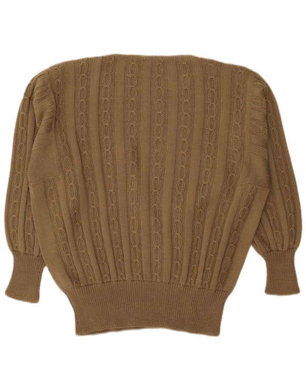 Vintage Womens Boat Neck Jumper Sweater UK 18 XL Khaki