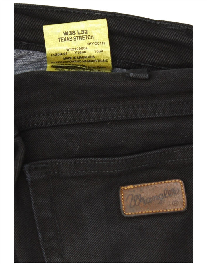 Wrangler Mens Texas Stretch Straight Jeans W38 L32 Black Cotton